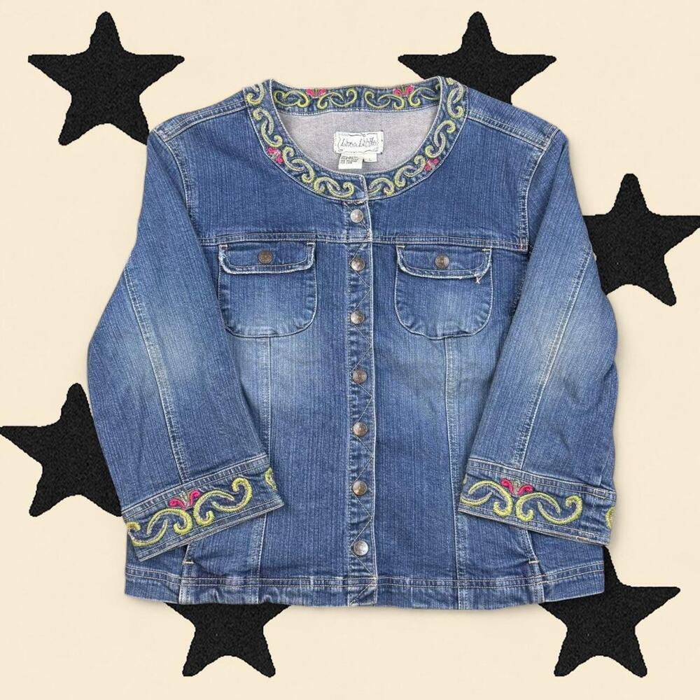 ★Vintage Embroidered Denim Jacket – Boho Western Jean Jacket ★